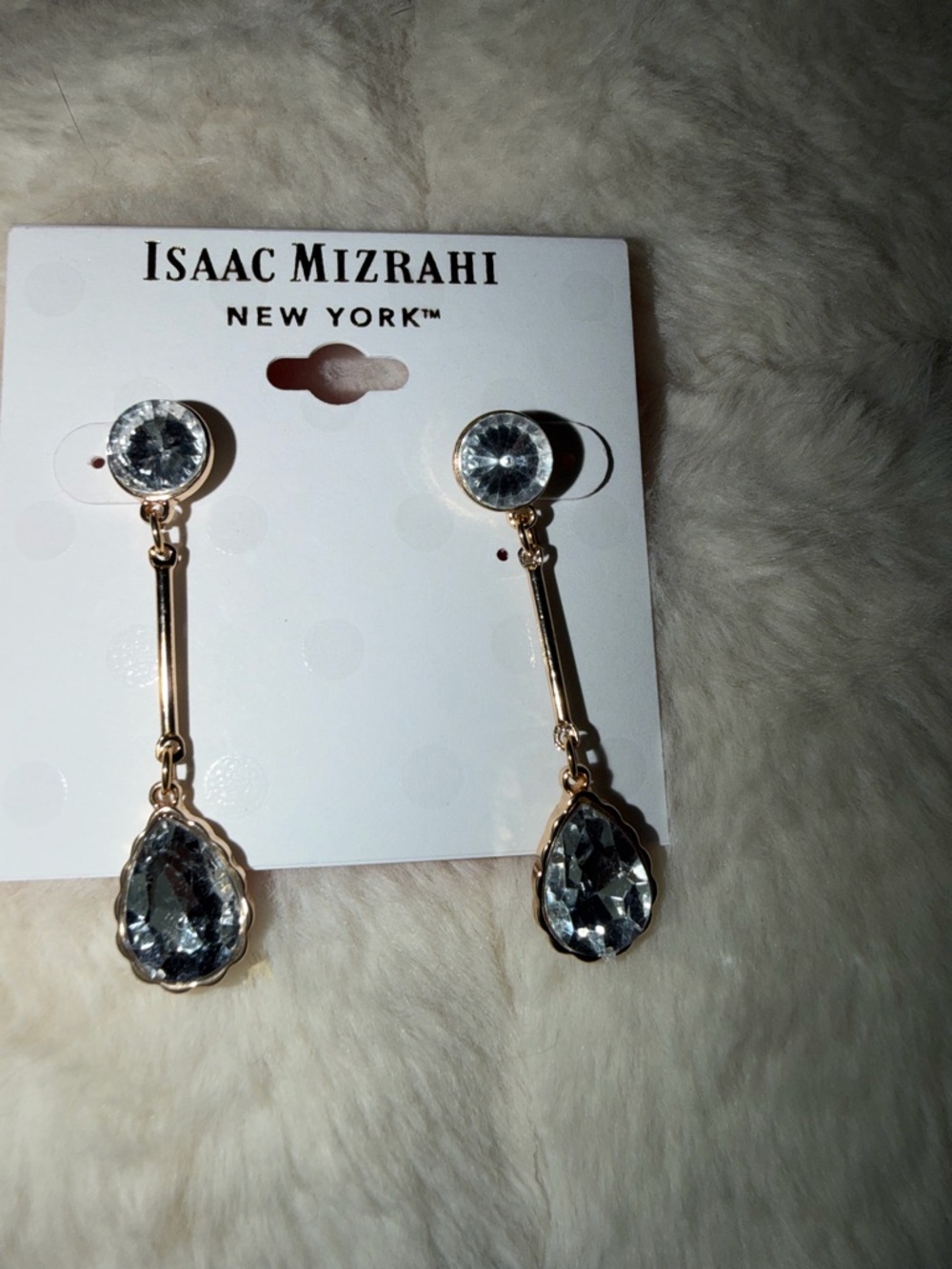 Isaac Mizrahi Gold-Tone Clear Crystal Teardrop Dangle Earrings
